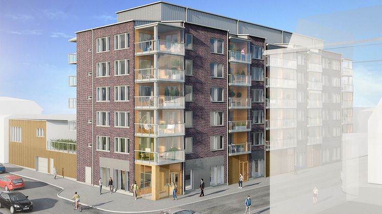 Skiss av HSB brf Bryssel i Örnsköldsvik.