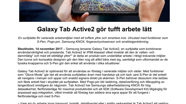   Galaxy Tab Active2 gör tufft arbete lätt