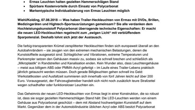 „Hammerharte“ Heckleuchte: So spart der Wunder-Kunststoff Polycarbonat jetzt Geld und Nerven im Transport