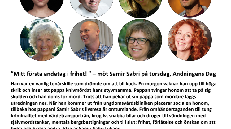 "Mitt första andetag i frihet!" - möt Samir Sabri på torsdag kväll, Andningens Dag 