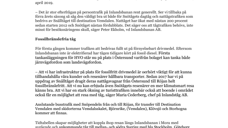 Bokningen till Snötåget har öppnat