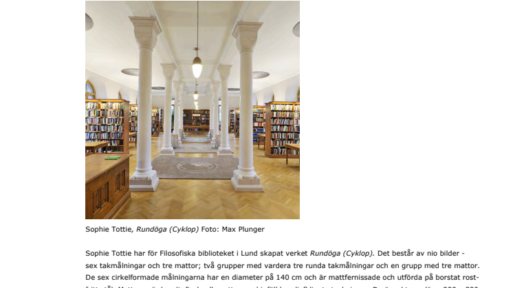 PRESSINBJUDAN: Invigning av Sophie Totties Rundöga (Cyklop) för Filosofiska biblioteket, Lunds universitet