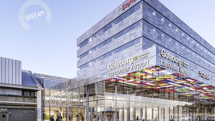 Kommande hotell på Göteborg Landvetter Airport som färdigställs vid årsskiftet 2020/2021. Foto Wingårdhs Arkitekter.