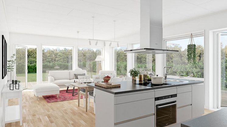 Kv Pärlbandet - 3D-bild av kök 1-planshus