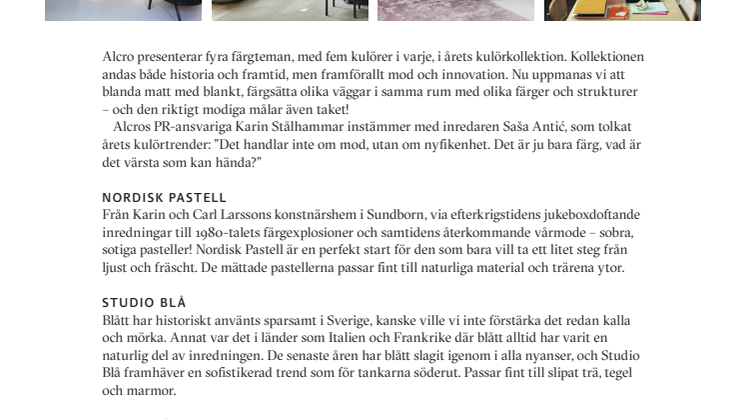 Alcros kulörtrender 2016 