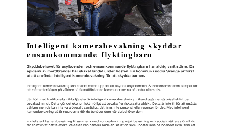Intelligent kamerabevakning skyddar ensamkommande flyktingbarn