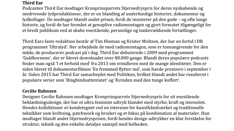 Podcast og designer modtager Kronprinsparrets Stjernedryspriser