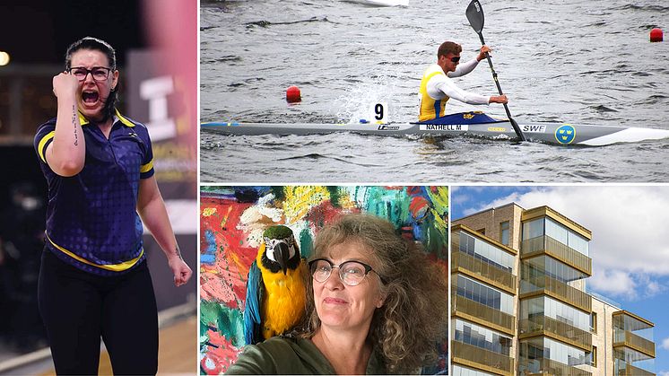 Några av Ängelholms tidigare pristagare. Från vänster: Sanda Andersson, bowling. Martin Nathell, kanotist, Katinka Husberg, gallerist, bostadsrättsföreningen Åkanten. 