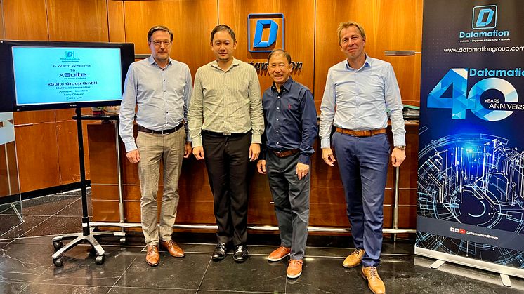 Andreas Nowottka, Managing Director xSuite, Yun-Zhen Wee, Chief Operations Officer Datamation, Alex Wee, CEO Datamation, and Matthias Lemenkühler, CEO xSuite. credits: xSuite