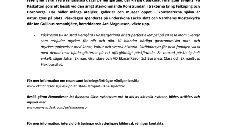 Traditionellt påskfirande på Knistad Herrgård och Läckö slott med EkmanResor 1st Bussness Class