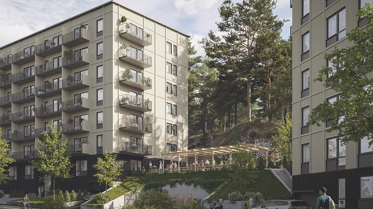 264 lägenheter byggs av Lindbäcks i projektet Grönskan i Skogås, Huddinge.