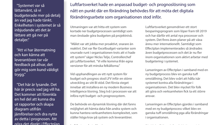 Luftfartsverket valde Effectplan som en del av sitt digitala förändringsarbete