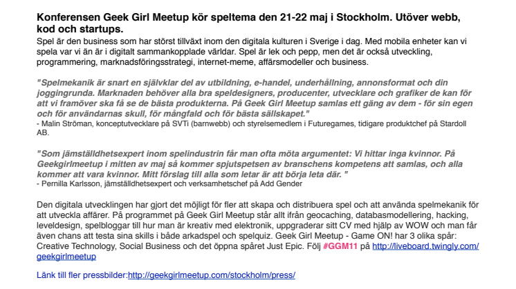 Game ON! - Speltjejerna toppar nästa Geek Girl Meetup!