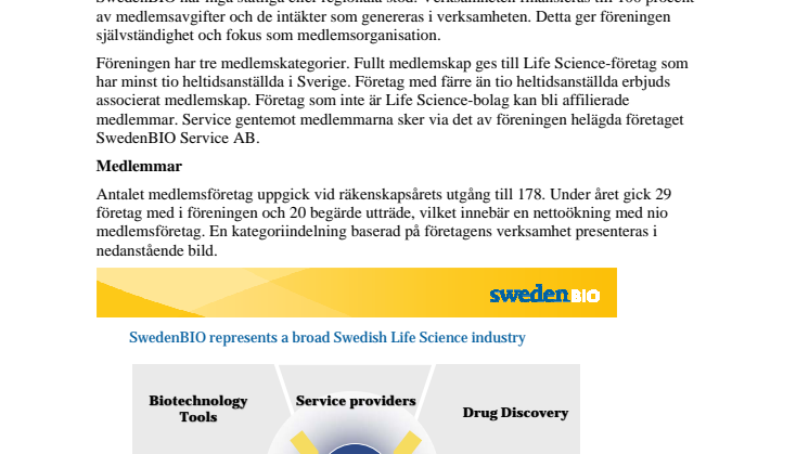 SwedenBIOs verksamhetsberättelse 2009