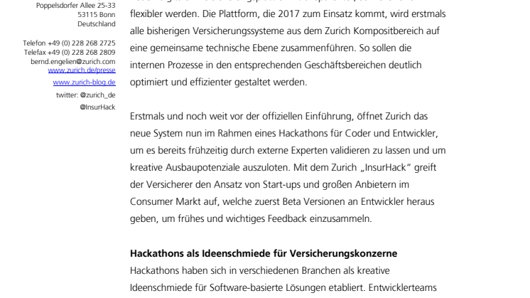 Zurich öffnet neue Versicherungsplattform für Coder