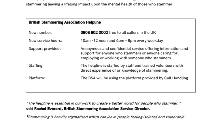 British Stammering Association Expands Helpline Ahead of New Outdoor Campaign