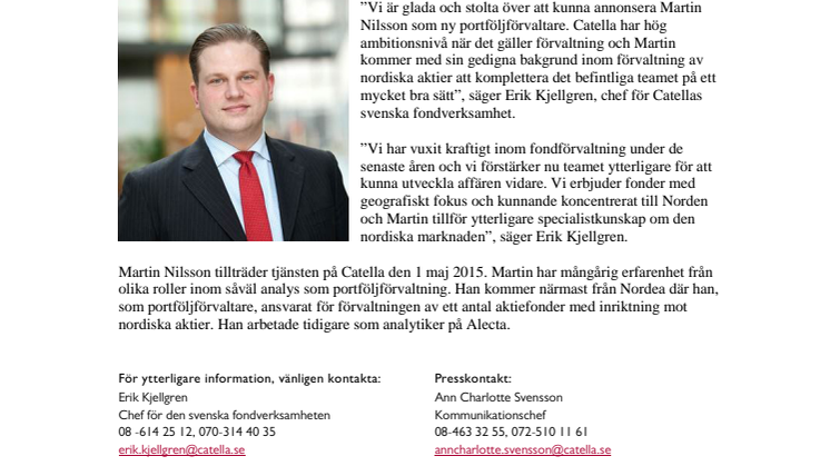 Martin Nilsson till Catellas fonder