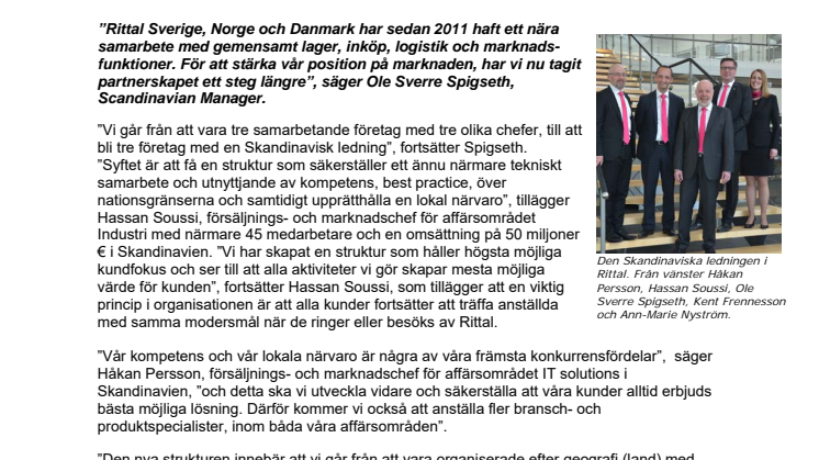 Rittal stärker samarbetet i Skandinavien för fortsatt tillväxt