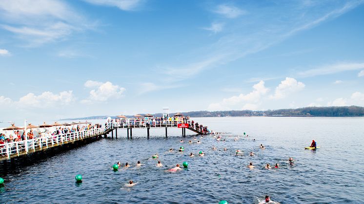 Anbaden in der Seebadeanstalt Düsternbrook am 29. März 2020