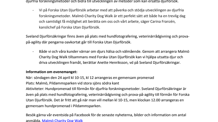 Malmö Charity Dog Walk - för djurfria forskningsmetoder!