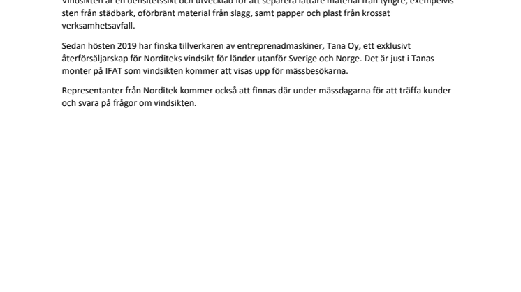 Norditek ställer ut på IFAT