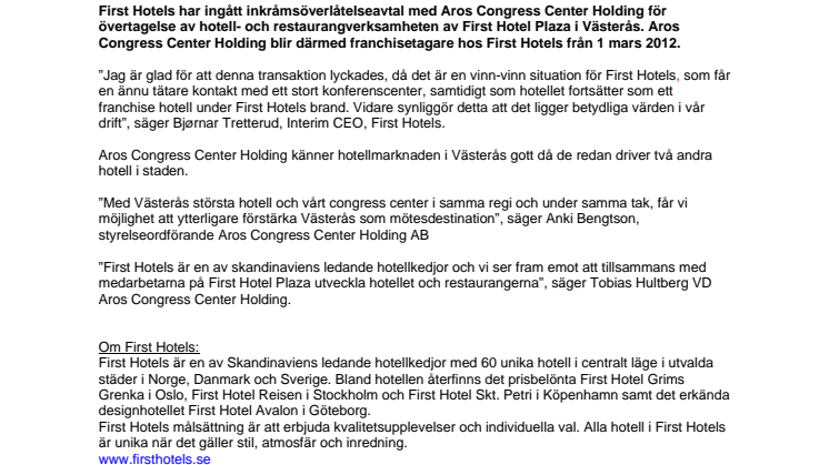 First Hotel Plaza med ny ägare