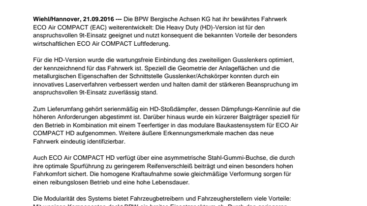 ECO Air COMPACT jetzt auch für den anspruchsvollen 9t-Einsatz