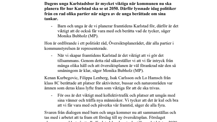 Unga Karlstadsbor tyckte till om framtidens Karlstad