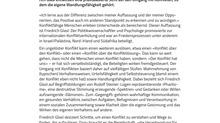 Das Positive im Standpunkt des anderen: Verständnis und Auflösung von Konflikten nach Friedrich Glasl