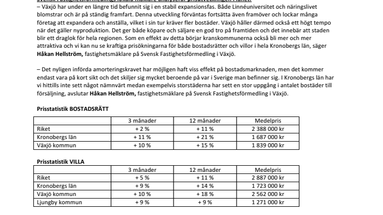 Mäklare i Växjö: ”Blomstrande näringsliv stärker bomarknaden”