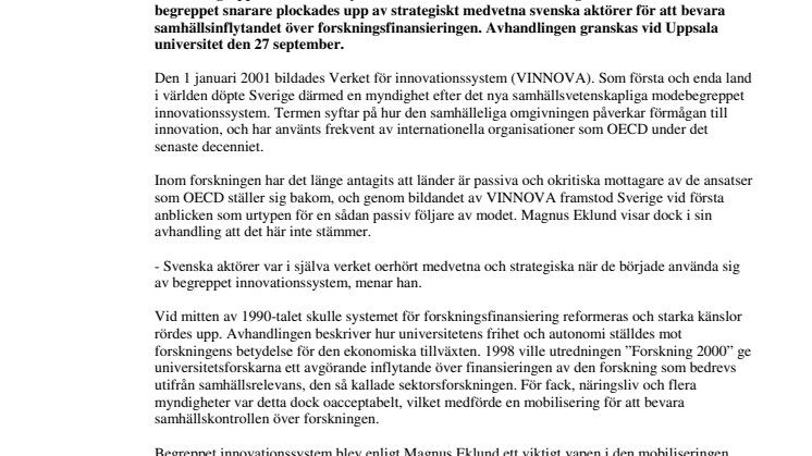 Begreppet innovationssystem som retoriskt vapen