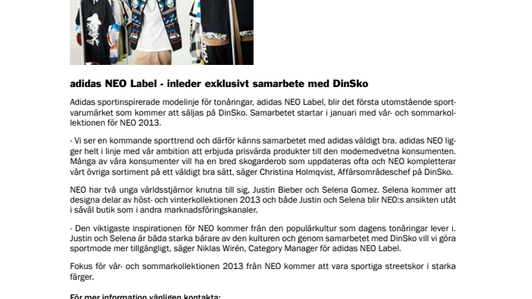 adidas NEO Label -	inleder exklusivt samarbete med DinSko