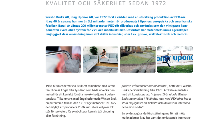 Uponors PEX-rör fyller 40 år  