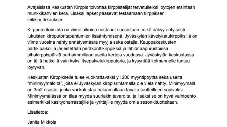 Uusi Kirpputori avataan Jyväskylän keskustaan 5. marraskuuta 2018!