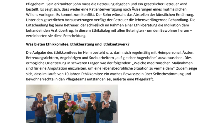 Ethikkomitee steht Heimen in Not- und Konfliktlagen bei                                                                              