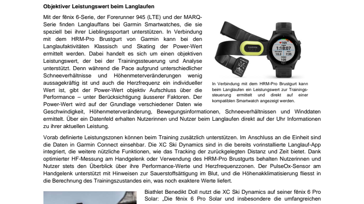 Garmin PM XC Ski Dynamics