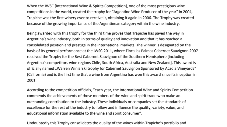 Trapiche - Wine producer of the year