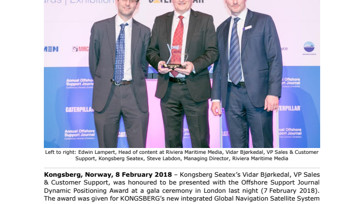 Kongsberg Maritime: KONGSBERG’s New Integrated Position Reference Solution Wins OSJ Dynamic Positioning Award