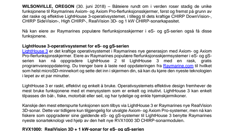 Raymarine: Oppgrader til det nyeste av Raymarine-operativsystem og sonarteknologi