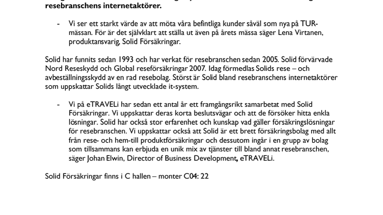 Solid Försäkringar ställer ut på årets största resemässa