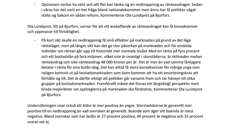 Svenskarna öppnar för sänkt ränteavdrag