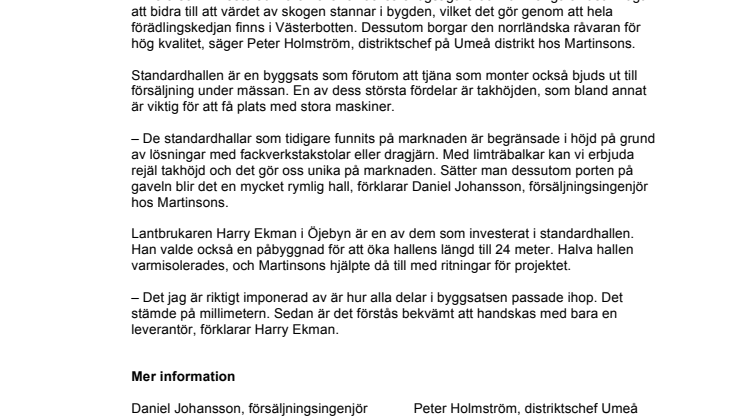 Martinsons tar plats på Skogsnolia med 1300 m3 monter