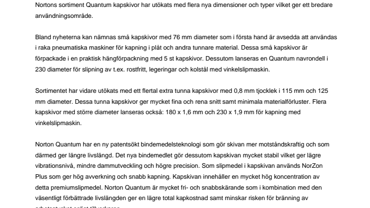 Utökat sortiment Quantum kapskivor och navrondeller