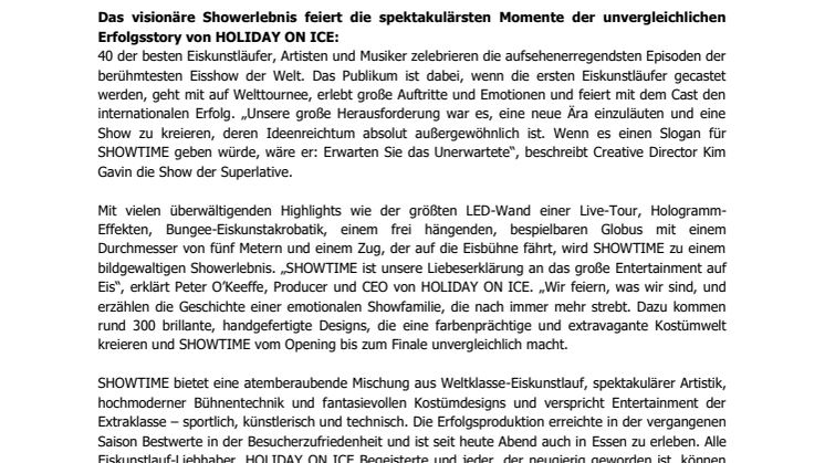 HOLIDAY ON ICE feiert erfolgreiche Premiere von SHOWTIME in Essen