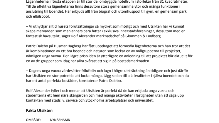 Glommen & Lindberg utvecklar lägenheter som erbjuder elbilspool, biograf och utomhuspool för de som vill in på bostadsmarknaden