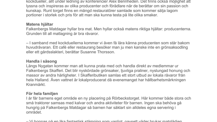 ​Snart dags att duka upp Falkenbergs Matdagar