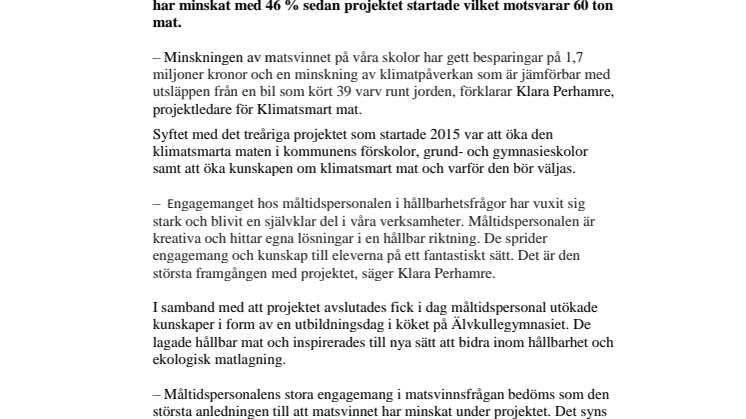 Glädjande siffror när klimatsmart matprojekt avslutas 