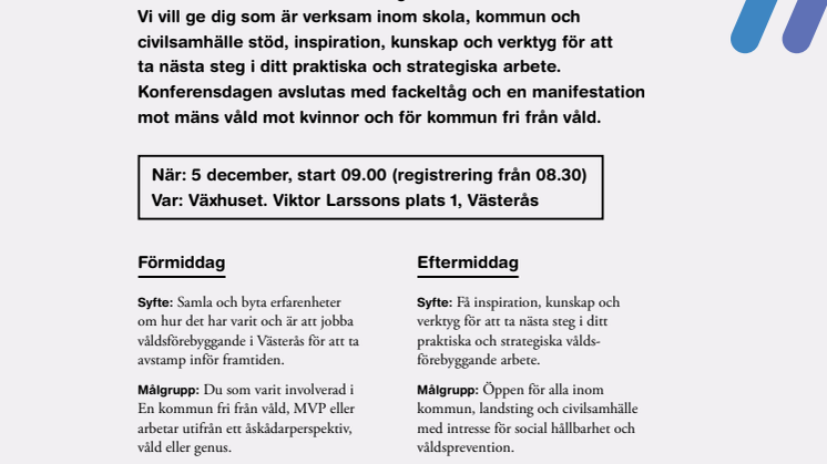 Inbjudan och program En dag fri från våld
