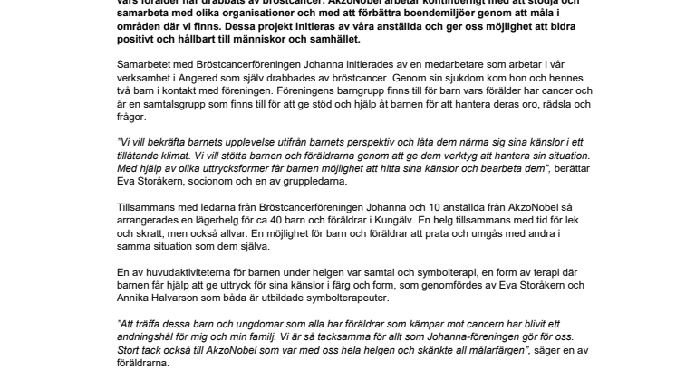 AkzoNobel stödjer bröstcancerföreningen Johanna i Göteborg 