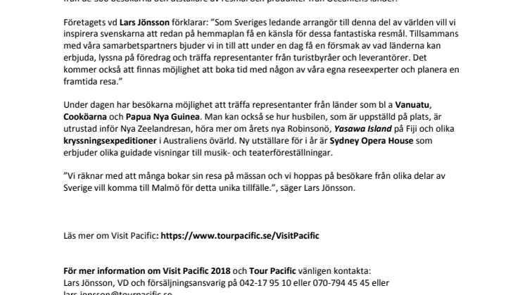 ​Resemässan Visit Pacific ska locka nyfikna till Söderhavet och Down Under